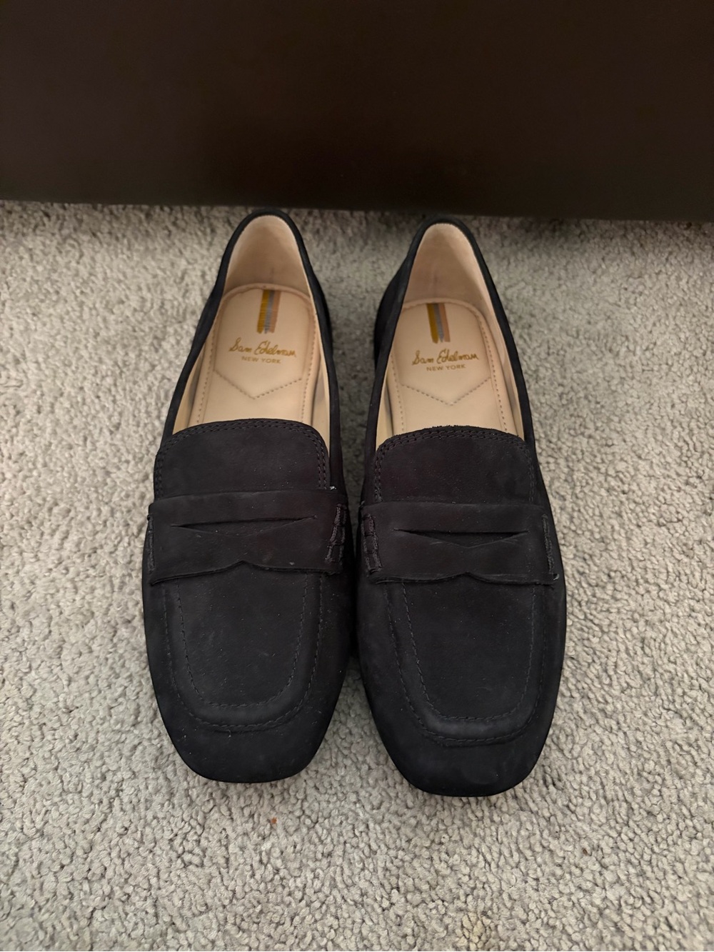 Sam Edelman Black Suede Penny Loafers
